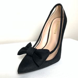 Fashion Nova Suede Heel with Bow | 5.5